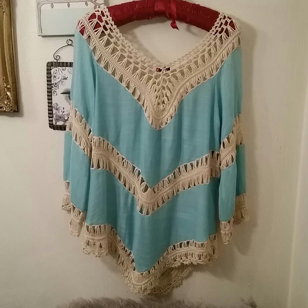 crochet boho top, M - Picture 3 of 4